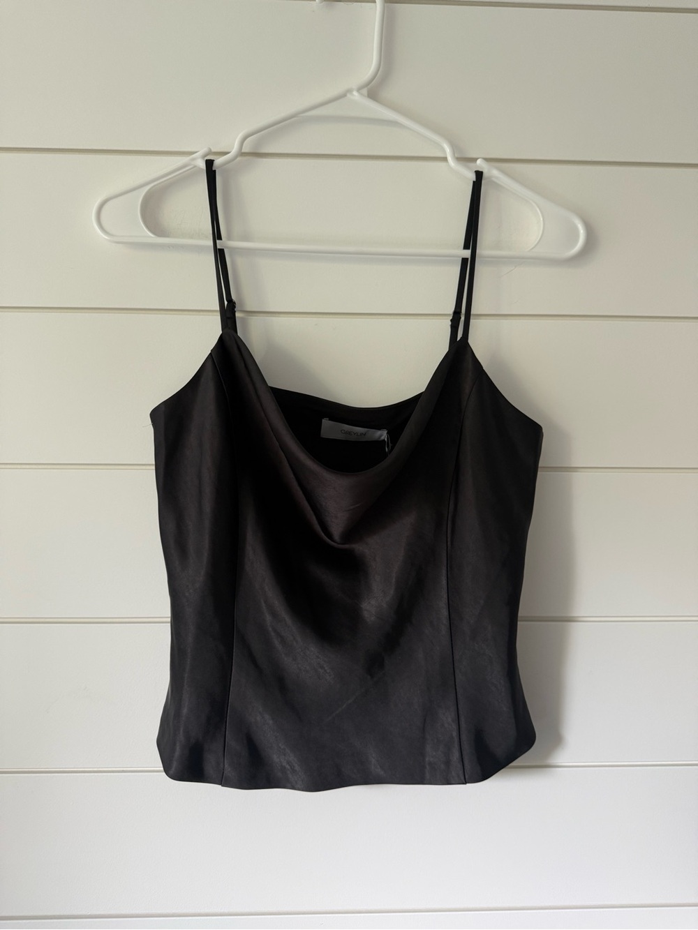 NWT Greylin Black Ettie Cowl-Neck Cropped Camisole Fitted Size Small